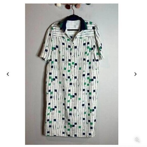 Vintage silk patterned collared dress - Picture 1 of 4